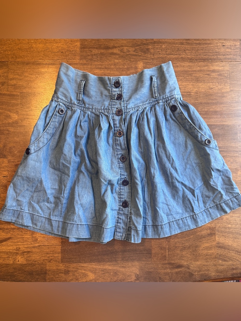 Lola Women’s Small Denim Skirt Button Front A-Line Medium Wash Y2K 2011